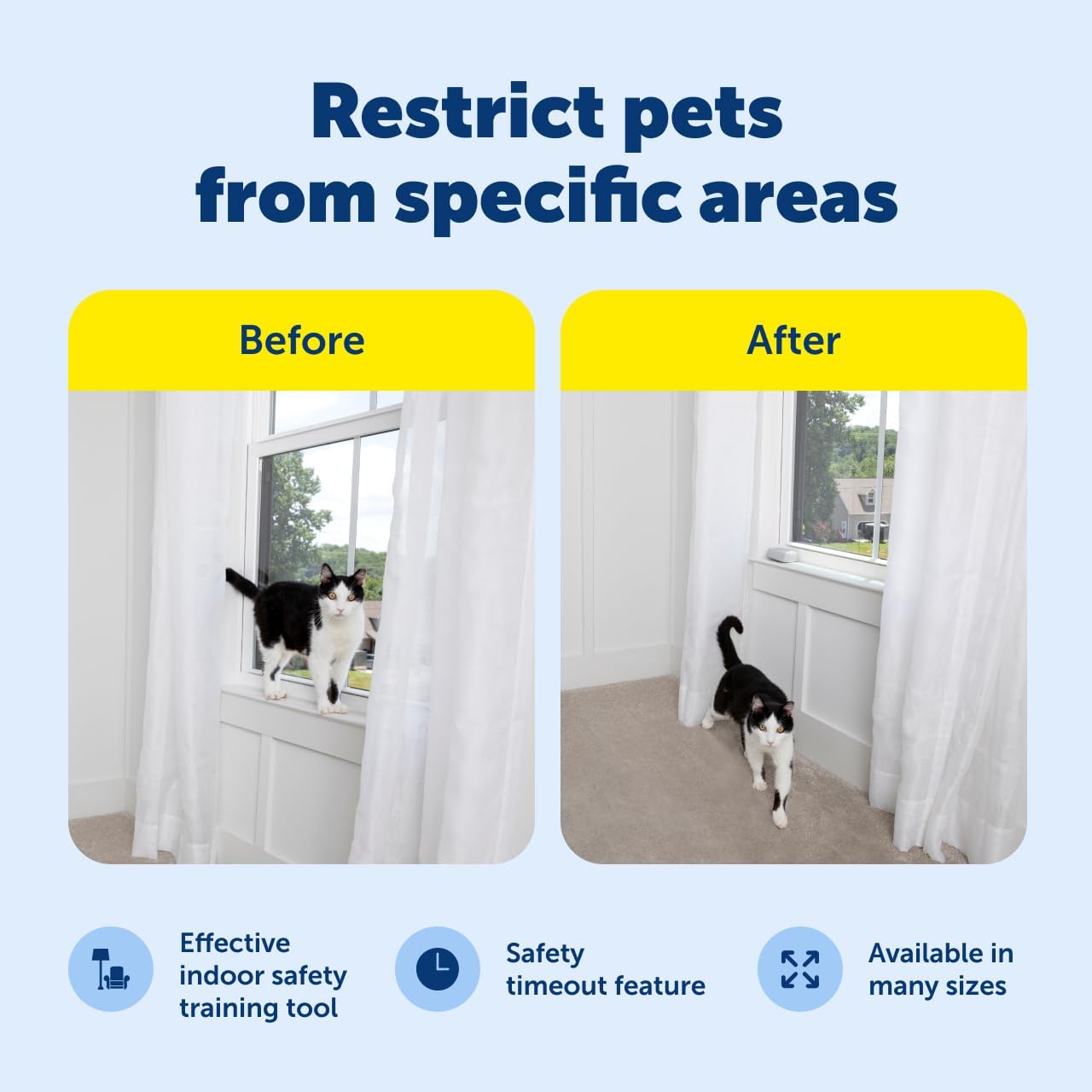 PetSafe ScatMat Indoor Pet Training Mats - Helps Prevent Furniture Climbing - Adjustable Correction Mat - Touch-Activated Design - LCD Pet Mat Controller - Battery Operated - Strip, 46" x 3"