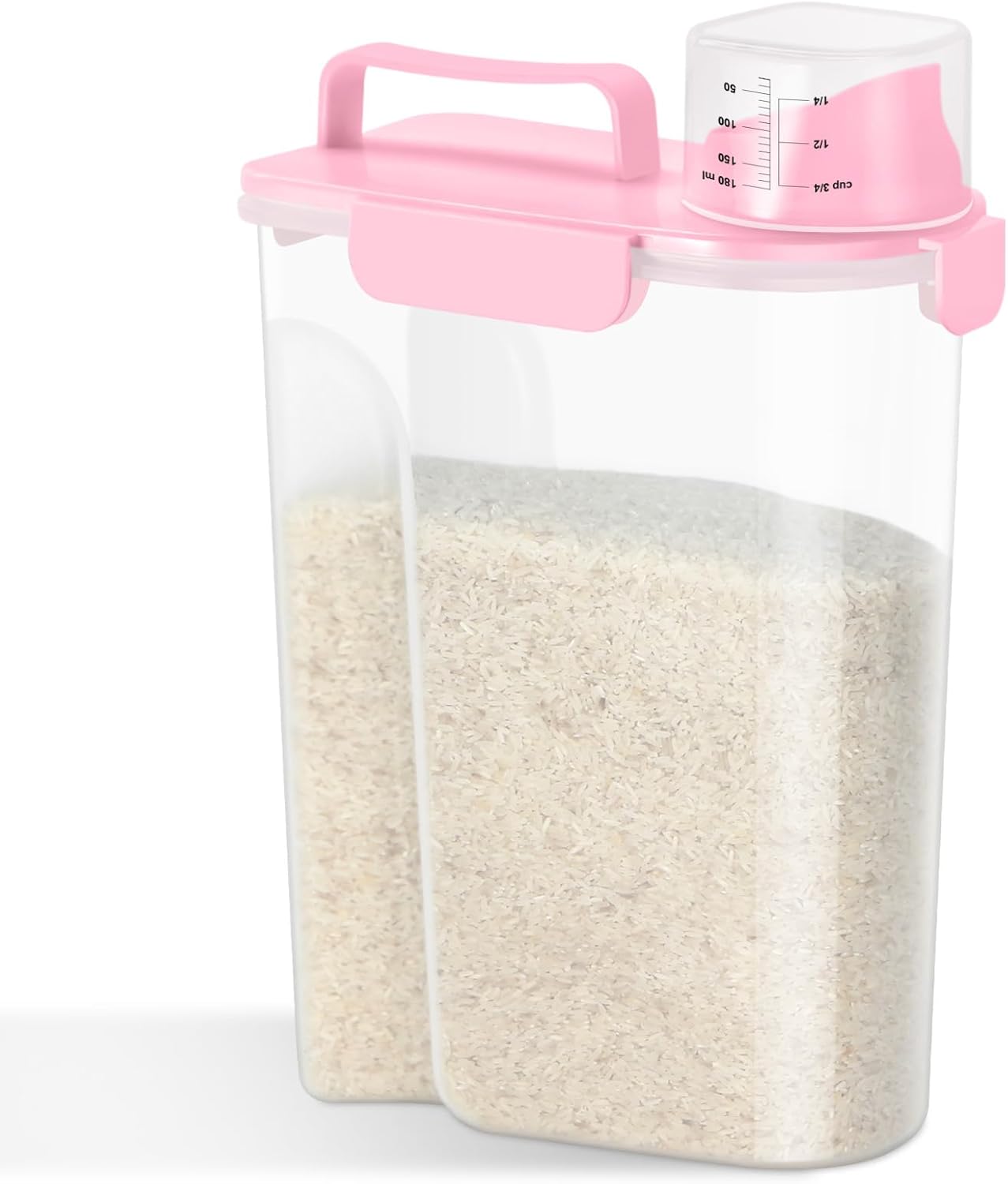 Rice Storage Container 10 Lbs, Pet Cat Dog Food Storage Container with Larger Spout and Cup, Airtight Cereal Containers Storage Food Cereal Dispenser, Kitchen and Pantry Organization Bin-Pink