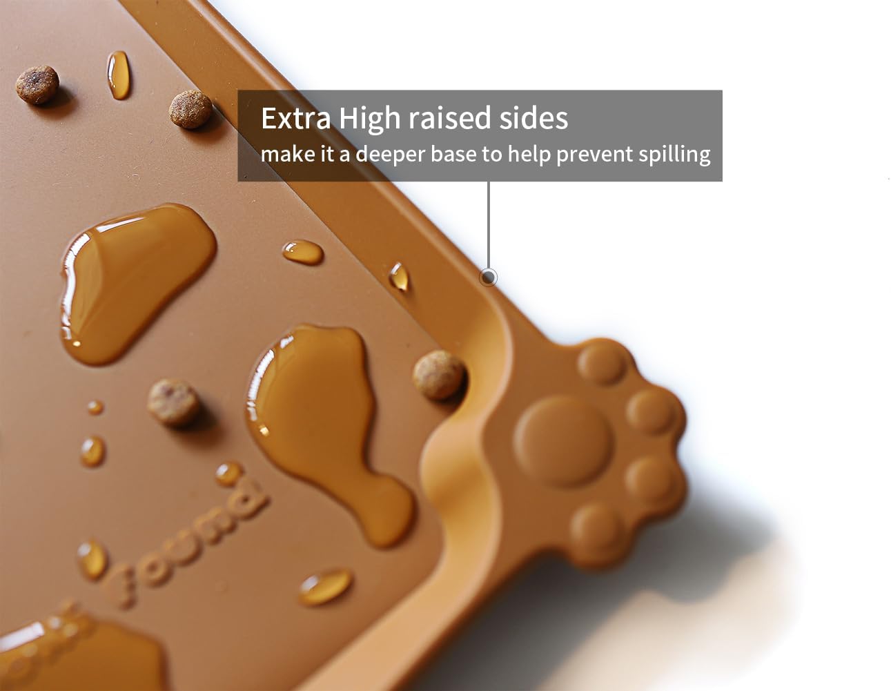 Hoki Found L Silicone Pet Food Mats Tray - Non Slip Pet Dog Cat Bowl Mats Placemat - Dog Pet Cat Feeding Mat - Waterproof Dog Cat Food Mats -Pet Water Mats for Carpet -Butterscotch