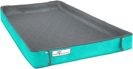 Paw Inspired Critter Box Washable Cage Liner, Reversible Fleece Bedding with Raised Sides for Guinea Pigs and Other Small Animals (C&C 2x4 (14" Grids), Gray/Green)