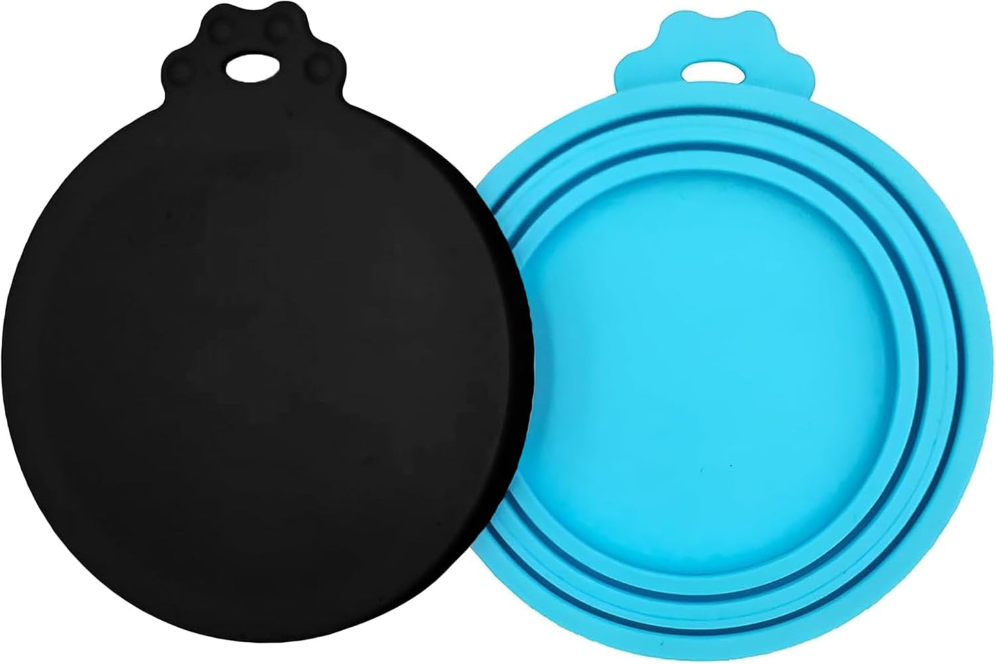 2 Pack Silicone Pet Food Can Lids, Black/Blue, BPA Free, Food Safe, Universal, Pull On, Round, 2 Pieces, Perfect for Most Families with Pets at Home