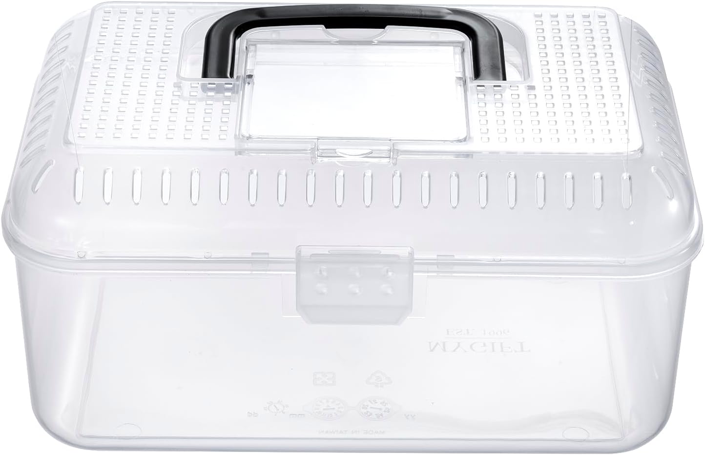 MyGift 9.5 x 6 Inch Clear Portable Insect Reptile Terrarium Tank with Black Carrying Handle, Transparent Travel Carrier for Insects Arachnids Amphibians Small Reptiles