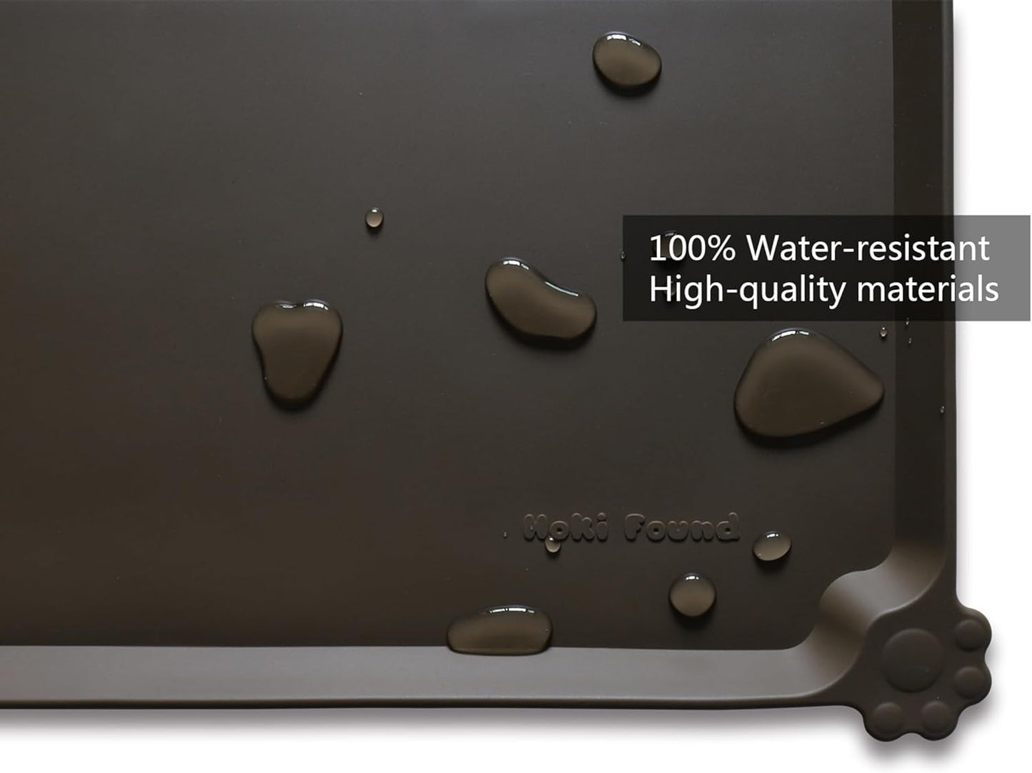 Hoki Found X-Large Silicone Pet Food Mat Tray - Non-Slip Dog and Cat Bowl Placemat - Waterproof Feeding Mat for Carpet - Coffee