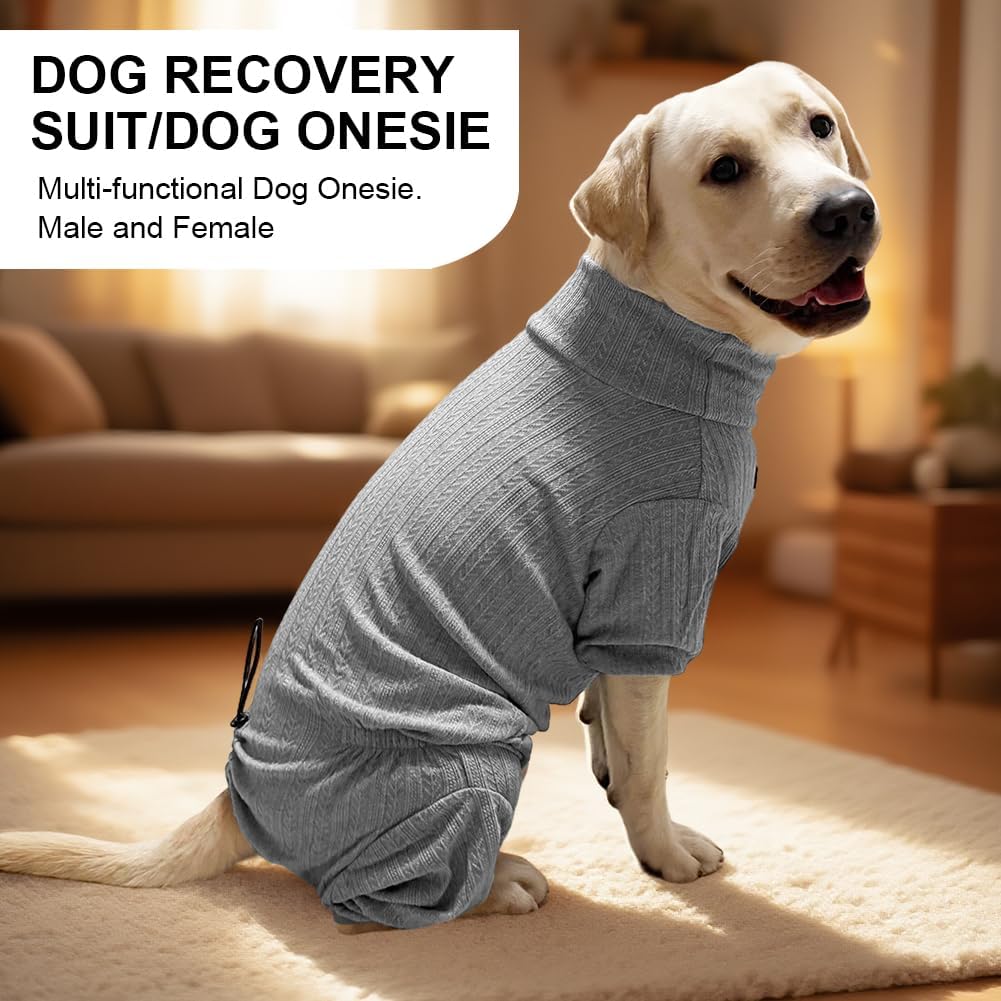 Dog Pyjamas PJS Sweater Clothing and Loungewear Suitable for Medium to Large Breeds of Dogs, Neutering Suits, Extra-Large Stretch Fabric, Four-Legged Dogs Clothes Pyjamas (Sweater Gray, 4XL)
