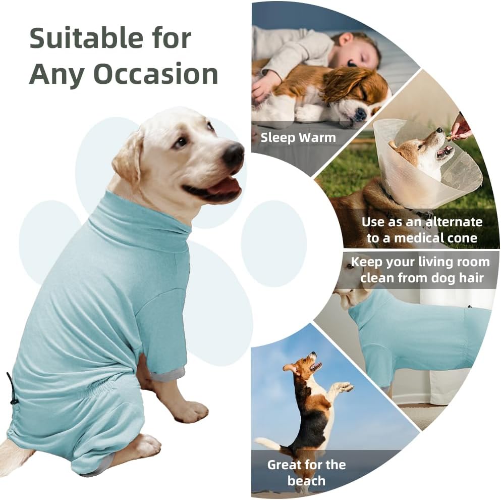 Dog Pyjamas PJS Sweater Clothes and Home Clothing Suitable for Large to Giant Breeds of Dogs, Dog Surgery Recovery Suit, Extra-Large Stretch Fabric, Four-Legged Clothes (Thin Blue, 6XL)