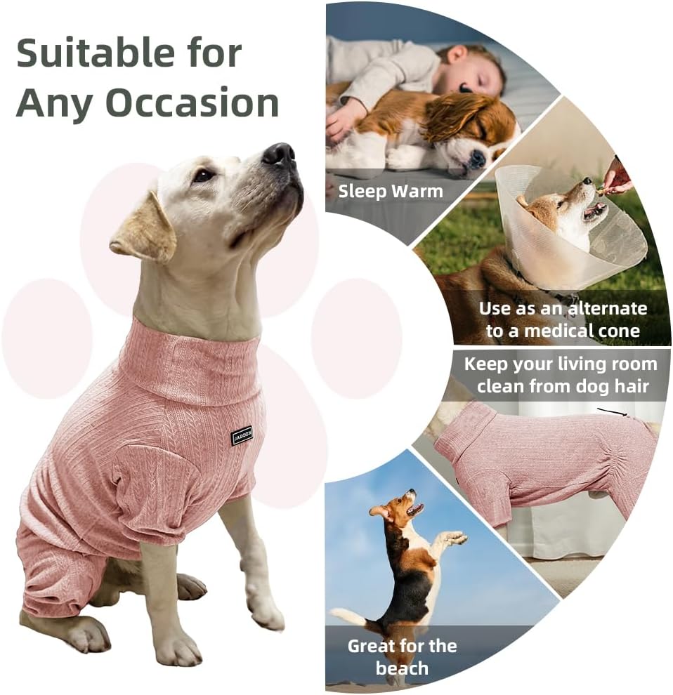 Dog Pyjamas PJS Sweater Clothing and Loungewear Suitable for Medium to Large Breeds of Dogs, Neutering Suits, Extra-Large Stretch Fabric, Four-Legged Dogs Clothes Pyjamas (Sweater Pink, 2XL)