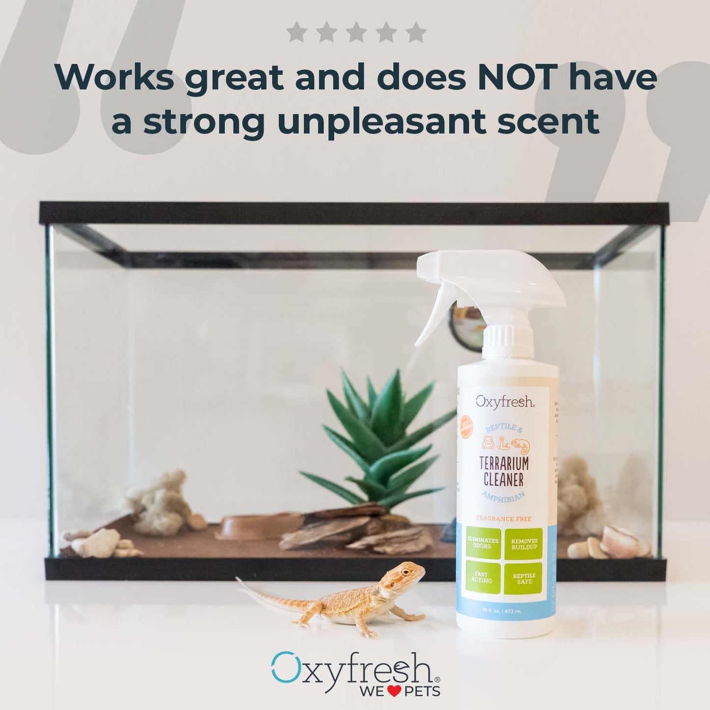 Oxyfresh Premium Terrarium Cleaner – Professional Amphibian and Reptile Terrarium Smell Eliminator – Safe & Quickly Removes Waste & Odors – Streak Free Glass – Bleach Free