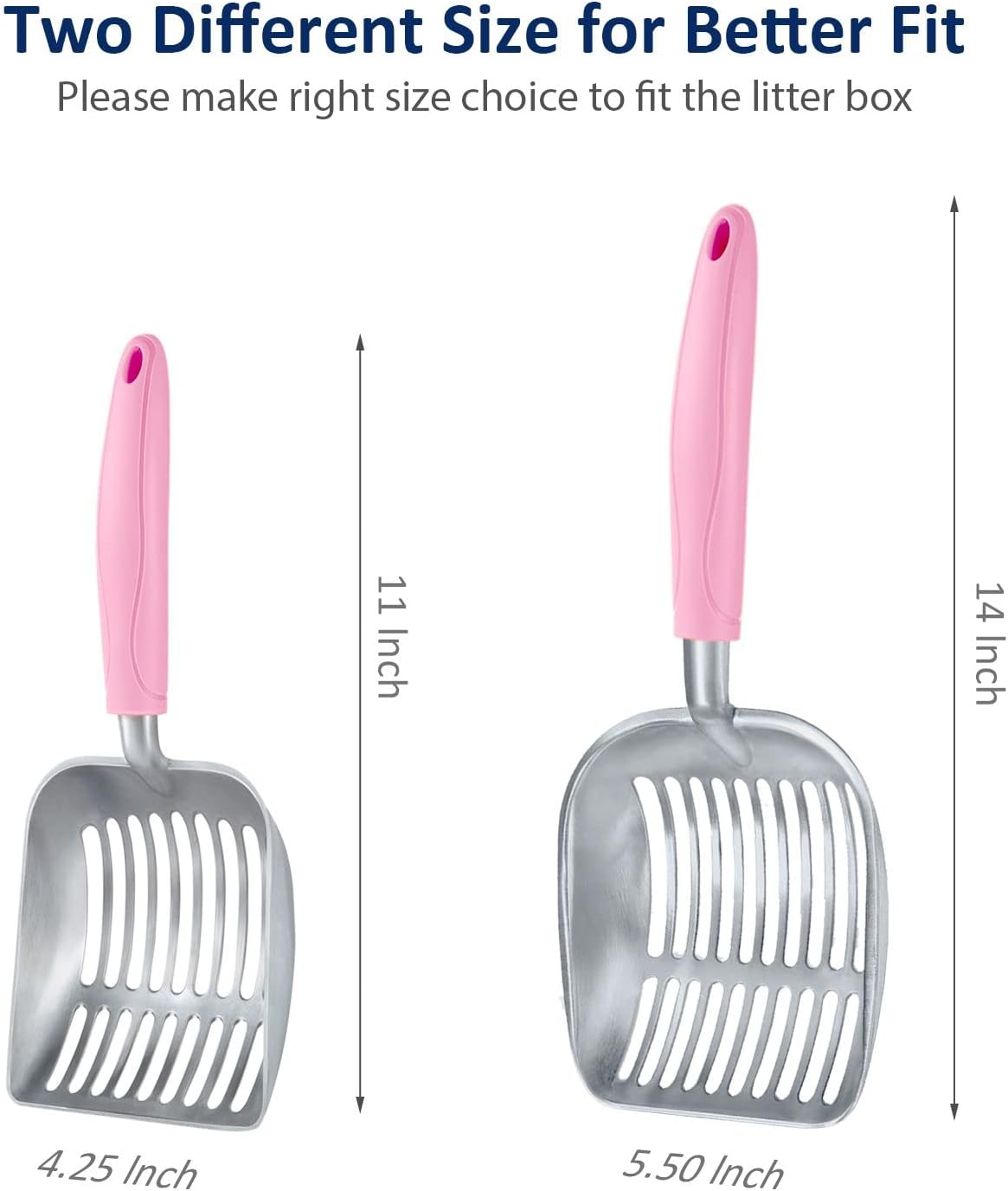 WePet Cat Litter Scoop, Aluminum Alloy Sifter, Kitty Metal Scooper, Deep Shovel, Long Handle, Poop Sifting, Kitten Pooper Lifter, Durable, Heavy Duty, for Litter Box