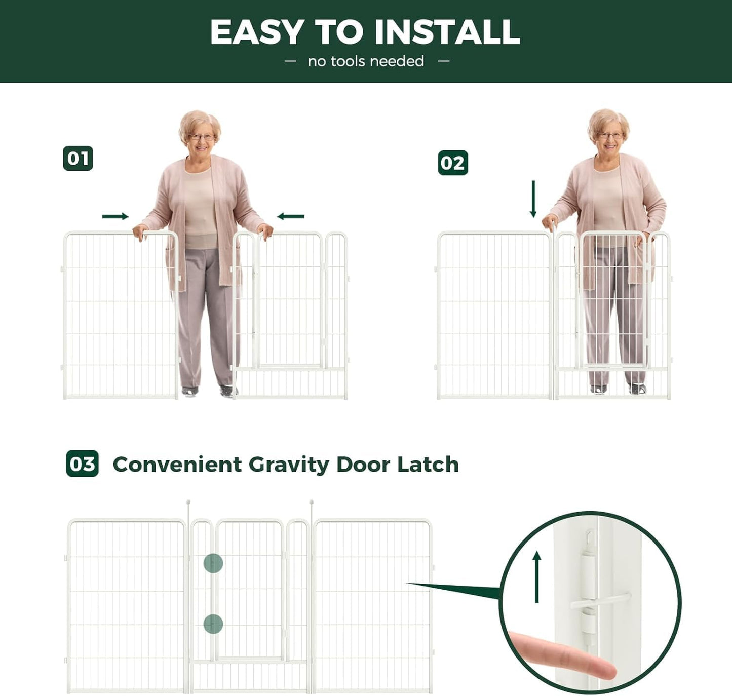 FXW Rollick Unleashed Dog Playpen for Indoor, Yard, RV Camping, 40 inch 48 Panels for Medium and Large Dogs, White│Patented