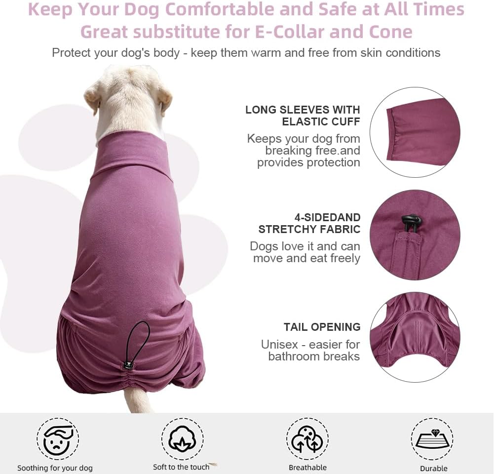 Dog Pyjamas PJS Sweater Clothes and Home Clothing Suitable for Small to Medium Breeds of Dogs, Dog Neutering Suits, Extra-Large Stretch Fabric, Four-Legged Clothes (Thickened Red, XL)