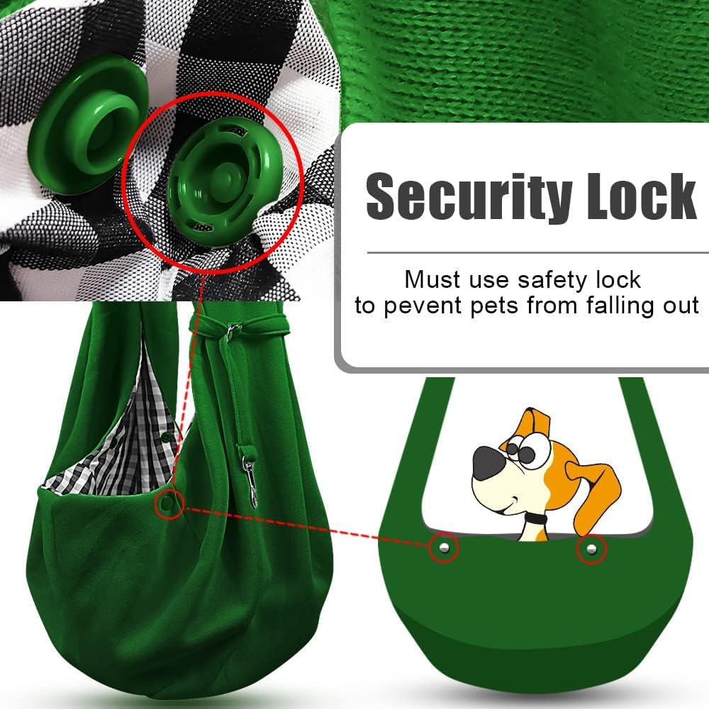 Tomkas Small Dog Sling Carrier - Classic Pocket & Classic Strap - for 3-10 lbs Pets(Emerald Green)