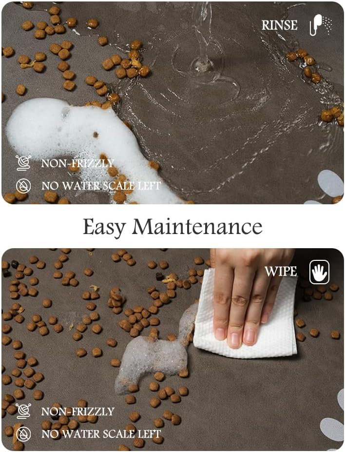 Pet Feeding Mat-Absorbent Dog Mat for Food and Water Bowl-No Stains Quick Dry Water Dispenser Mat-Dog Accessories Pet Supplies-Bowl for Messy Drinkers（Brown,16"x24"