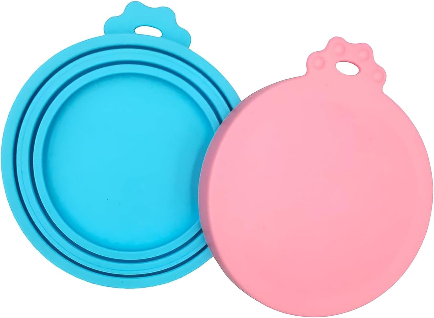 2 Pack Pet Food Cans Lids, Silicone Food Can Covers for Dog and Cat, BPA Free/Food Safe/Universal, One Fit Most Standard Size Food Can Top Pink/Blue
