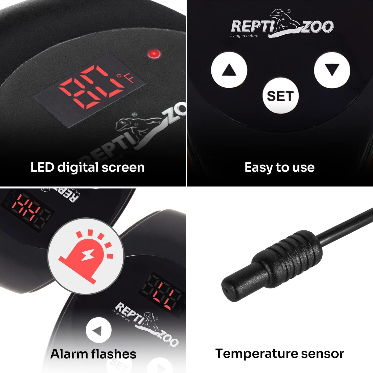 REPTIZOO Dimming Thermostat, PID Temperature Controller with Memory Function, Reptile Thermostat for Reptile Heat lamp, Specifically Designed for Light Heat Bulbs & Heaters