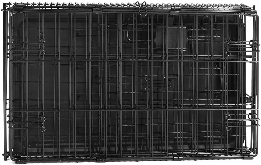 Amazon Basics Durable, Foldable Metal Wire Pet Crate with Tray, Portable and Sturdy for Travel, Single Door, Divider Panel, Perfect Size for Small Dogs, 22 x 13 x 16 in, Black