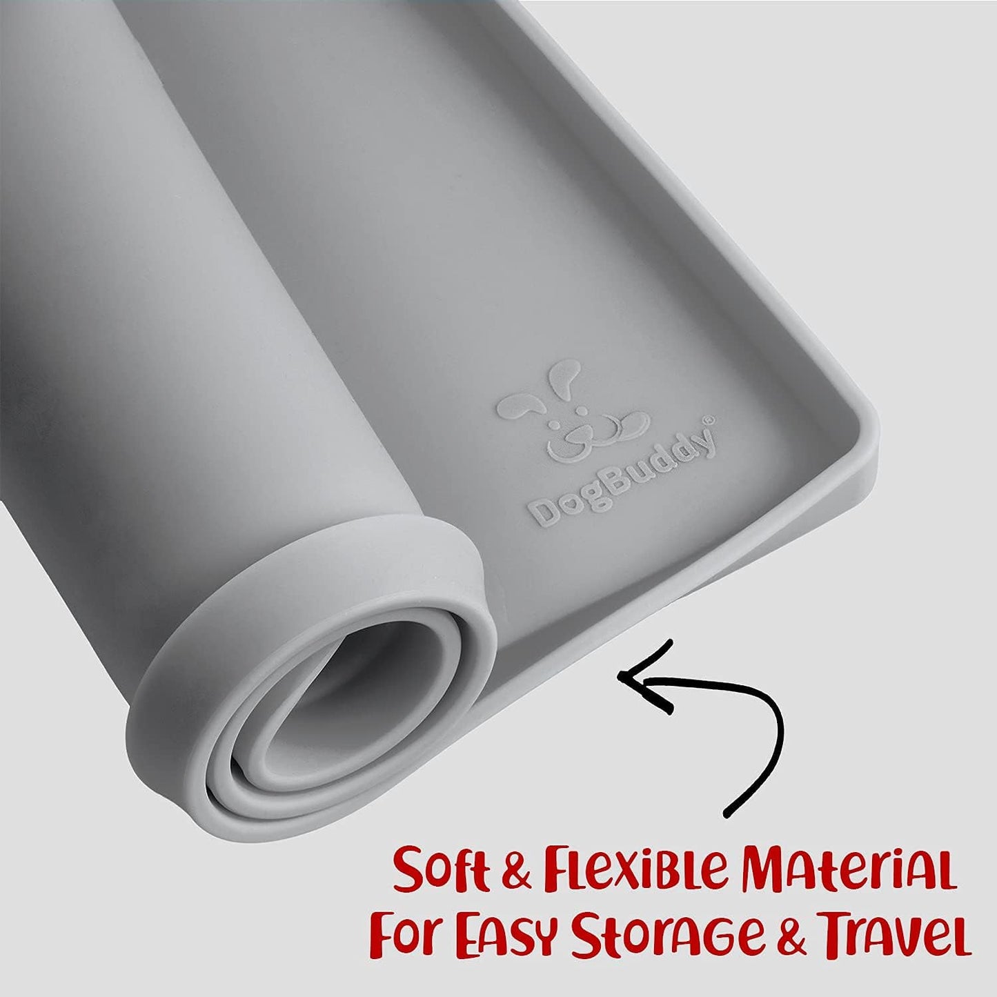 DogBuddy Dog Food Mat – Waterproof Dog Bowl Mat for Food and Water, Silicone Pet Feeding Mats for Floors, Non-Slip Placemat with High Edges for Dogs Bowls, Puppy Essentials (XXL: 32"x24", Mist)