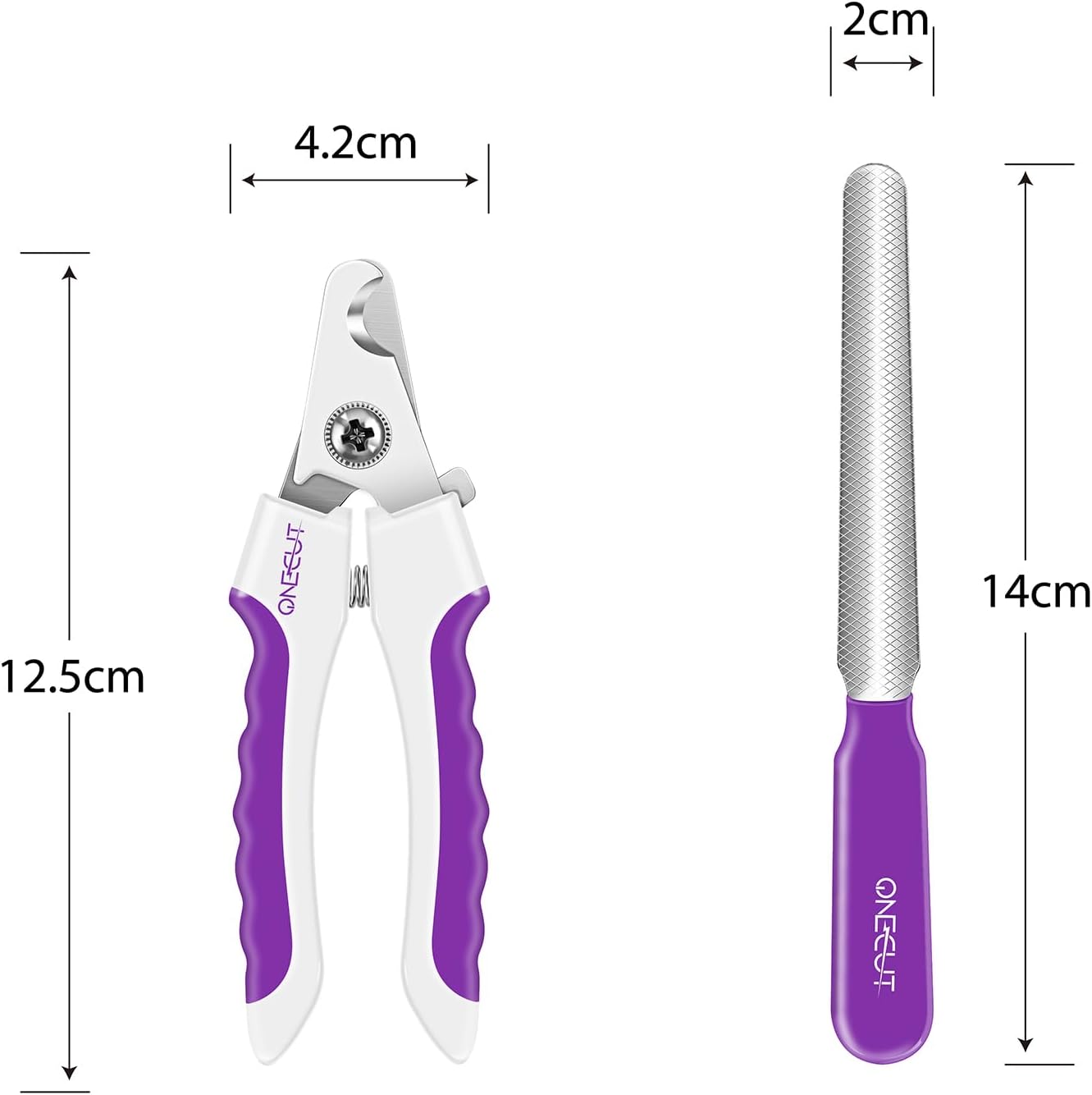 OneCut 4.7" Small Dog & Cat Nail Clipper Stainless Steel Cat Claw Trimmers for Rabbits, Guinea Pigs, Birds, Puppies, Kittens and Small Animals Pet Nail Clipper for Professional and Home Use (Purple)