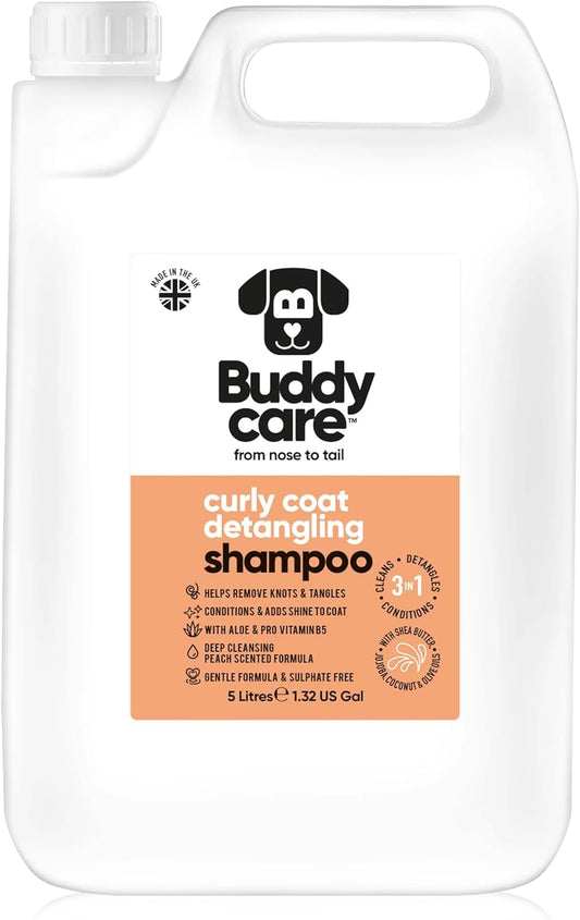 Curly Coat Dog Shampoo by Buddycare | Deep Cleansing Shampoo for Dogs | Fresh Scented | with Aloe Vera and Pro Vitamin B5 (169.07oz)
