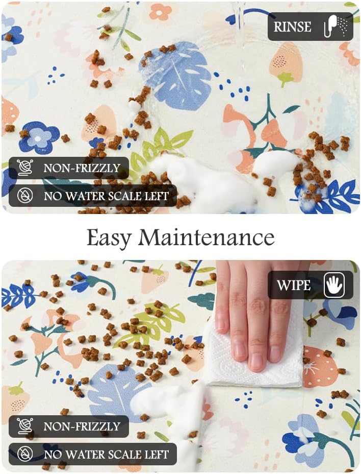 Pet Feeding Mat-Absorbent Dog Mat for Food and Water Bowl-No Stains Quick Dry Water Dispenser Mat-Dog Accessories Pet Supplies-Bowl for Messy Drinkers（LIGHTFLOWERS,12"x19"