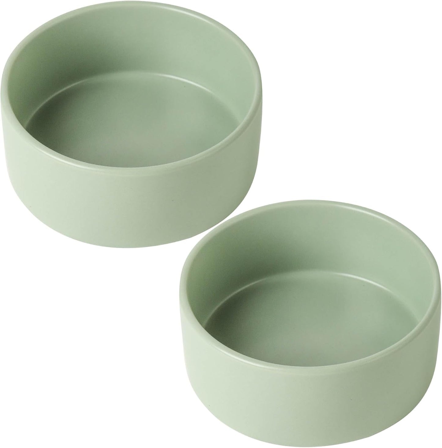 UBEE Ceramic Dog Bowl Set of 2, 5.1 inch Dog Dish Cat Food Bowl for Small Dogs and Large Cat, Pet Food Water Dish Feeding, Sage Green
