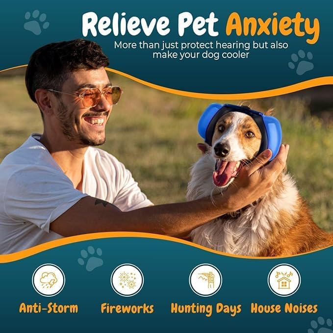 Dog Ear Muffs for Noise Protection, 29dB NRR Dog Earmuffs, Noise Cancelling Headphones for Dogs