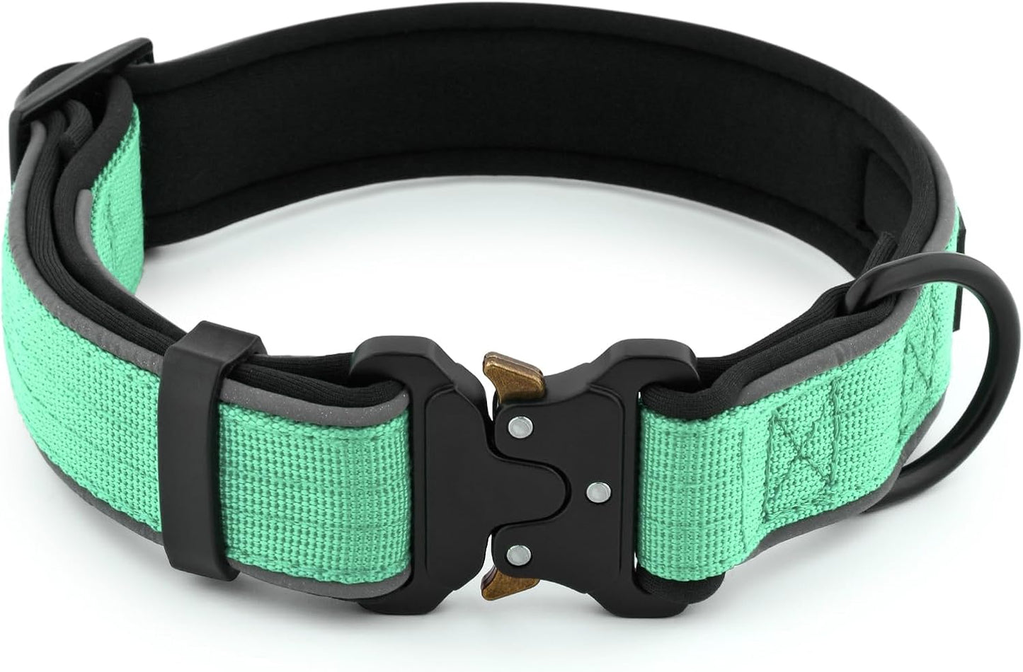 Plutus Pet Tactical Dog Collar, Reflective, Adjustable Heavy Duty Dog Collar, Soft Padded and Comfortable, for Small Medium and Large Dogs (Teal, S)