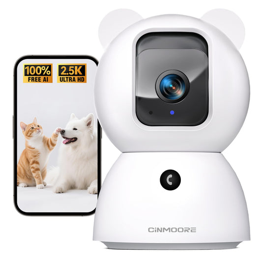 2.5K Security Camera Indoor, AI Person/Pet/Cry Detection, 4MP Pet/Dog/Cat Camera w/Phone App, Pan Tilt 2.4GHz WiFi Cameras for Home Security, Full Duplex 2-Way Audio, IR Night Vision