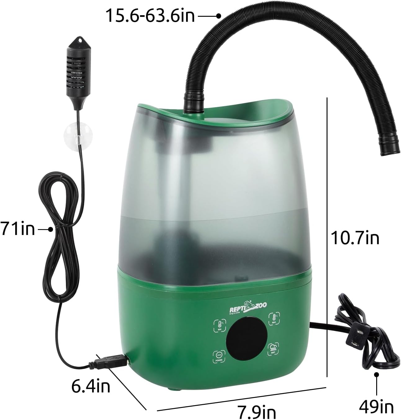REPTIZOO Reptile Humidifier Fogger, 4L Large Reptile Fogger with Humidity Control, Terrarium Humidifiers with Extended Tube Automatic Reptile Misting System for Reptiles Amphibians Herps Vivarium