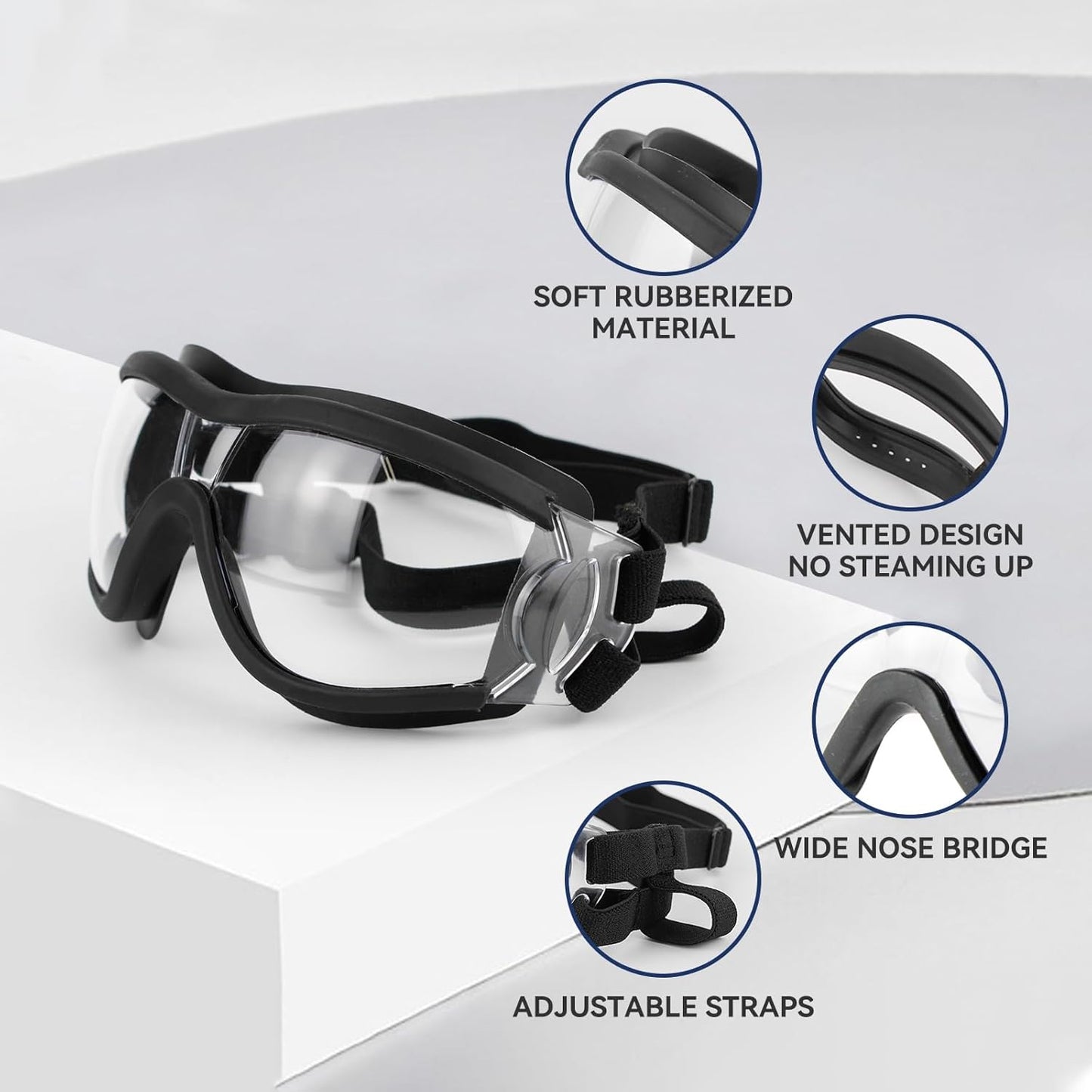 Pack of 2 Dog Goggles Dog Sunglasses for Medium to Large Breed Anti-UV Eye Protection with Adjustable Straps- Silver & Transparent