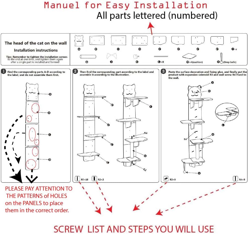 Cat Wall Mount Mounted Floating Shelves Shelf Perch Furniture Perch Hammock Climber Climbing Tree Indoor Large Wall-Mounted Steps Cat Climb Perches Solid Wood Hammock