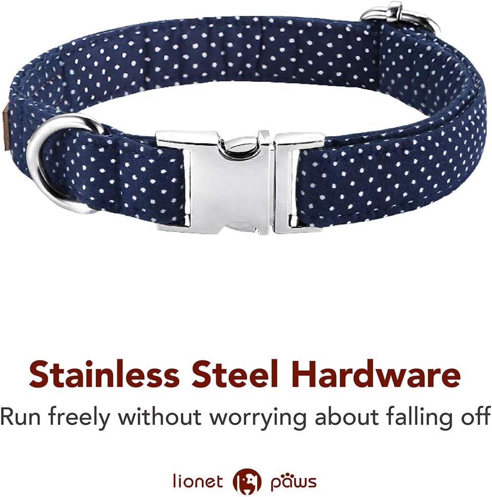 Lionet Paws Boy Dog Collar with Bowtie, Comfortable Adjustable Cute Navy Blue Bow Tie Collar for Male Puppies and Cats Gift, XXS, Neck 7-11 inches