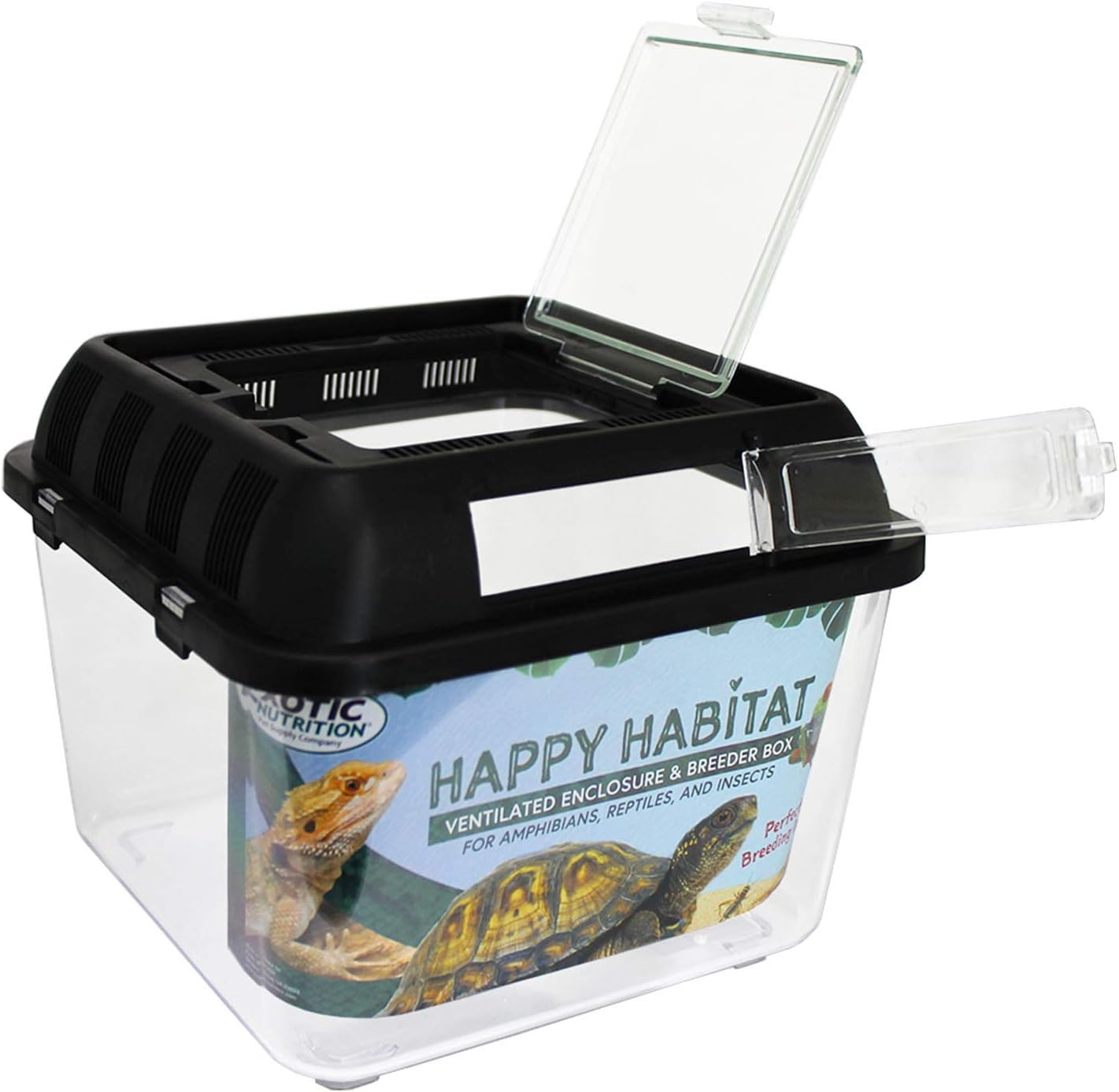 Happy Habitat (Standard) - Ventilated Enclosure & Breeder Box - for Live Feeder Insects, Reptiles, Amphibians & Other Small Pets - Durable Plastic Portable Terrarium