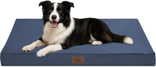 Outdoor Dog Bed for Medium Dogs, Waterproof Dog Crate Bed for Puppy Beds, Orthopedic Egg Crate Foam Pet Bed with Washable and Removable Oxford Cover, Navy