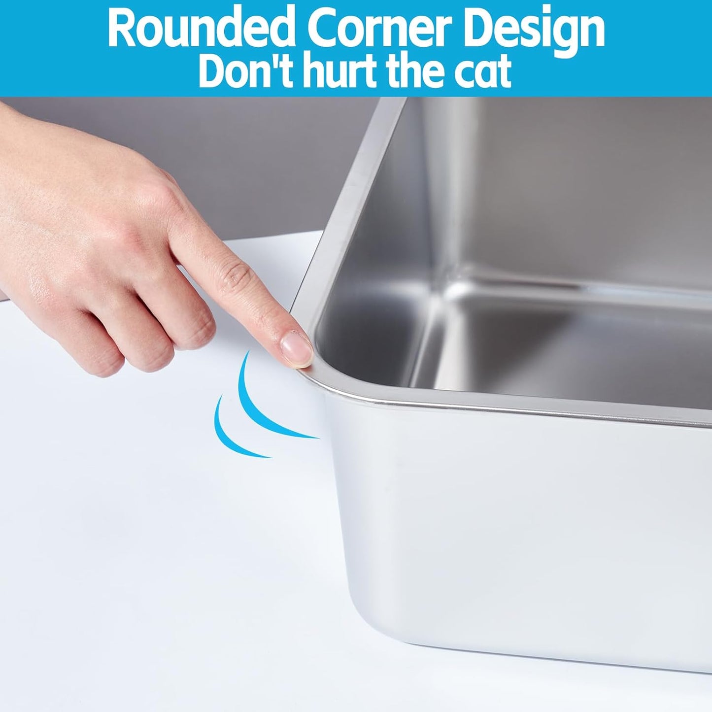 XXXL Stainless Steel Cat Litter Box -Extra Large 28"x20"x6" Metal Litter Box High Sides for Big Cats&Multiple Cats, Cat Litters Boxes Easy to Clean, No Odor, Anti-Urine Leakage