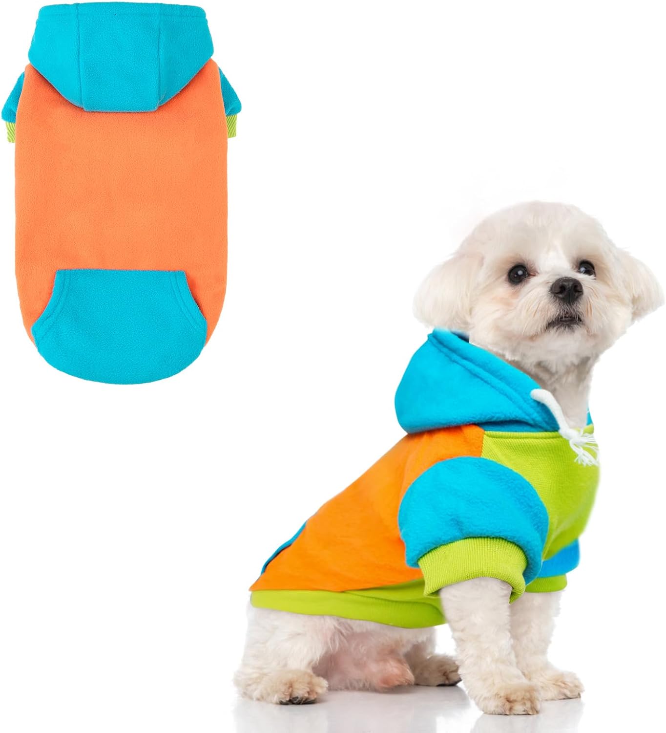 BEAUTYZOO Fleece Dog Hoodie Sweatershirt with Pocket and Leash Hole, Stretchy Small Medium Large Sized Dogs Clothes for Fall Winter Cold Days, Color Designer Warm Dog Jackets,French Bulldog Coats