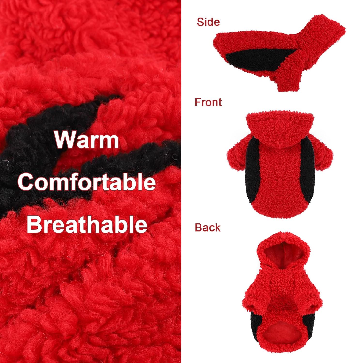 YIKEYO Dog Hoodie Pet Clothes Sweater with Hat Soft and Warm Cold Weather for Small Patchwork Hood(Red, XXS)