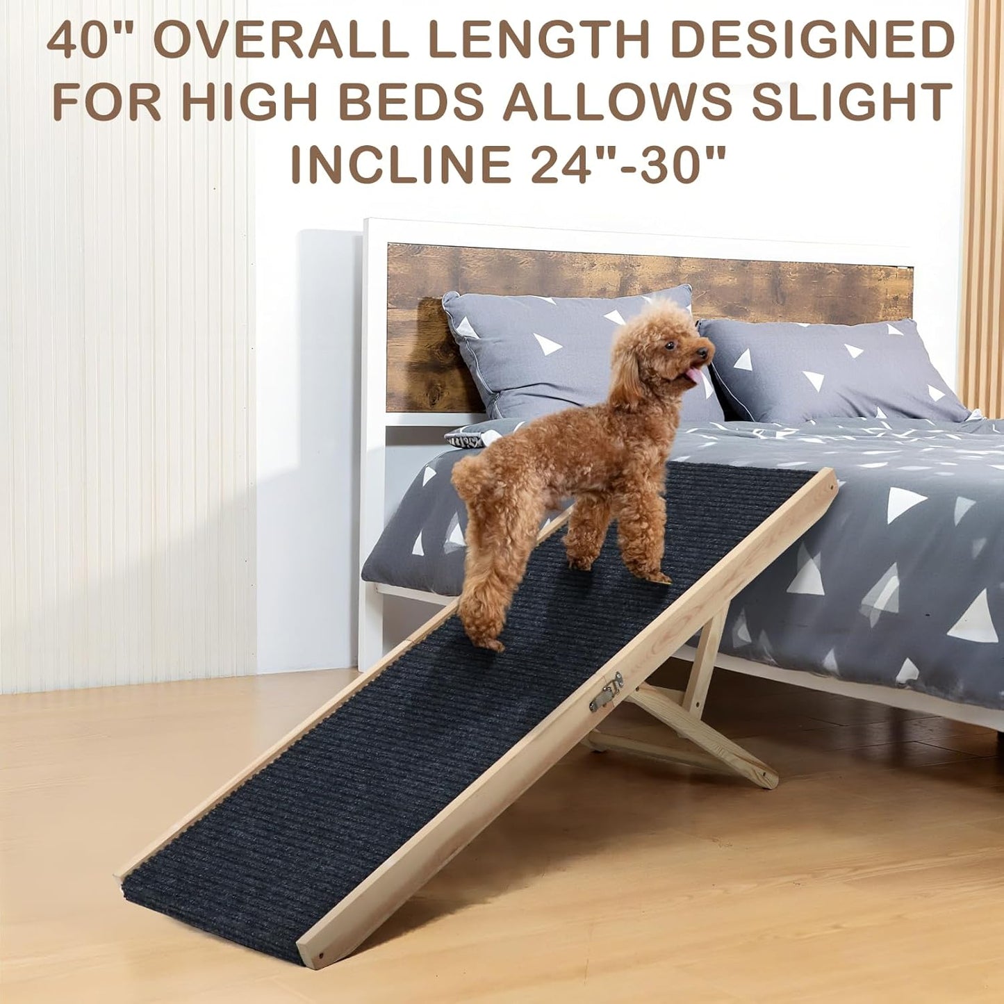 Foldable Dog Ramp for Bed, 4 Adjustable Portable Pet Ramps, 40" Long Pet Ramp for Small Dogs, for High Beds, Dog Step for Large Dogs Stairs for Car, Couch