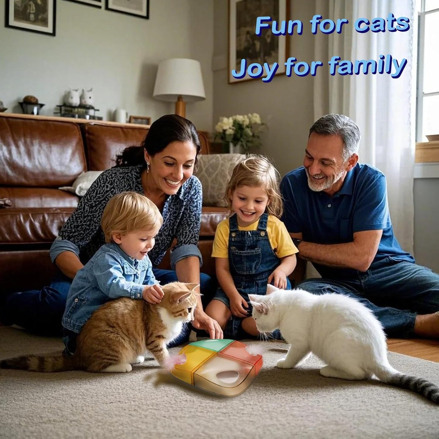 Cat Toys Interactive Automatic Whack-A-Mole/Hide and Seek Ultra Fun Smart cat Feather Toy for Indoor Cats Rechargeable 2-Feather 4-Hole stimulating Instinct of Hunting get rid of Boredom