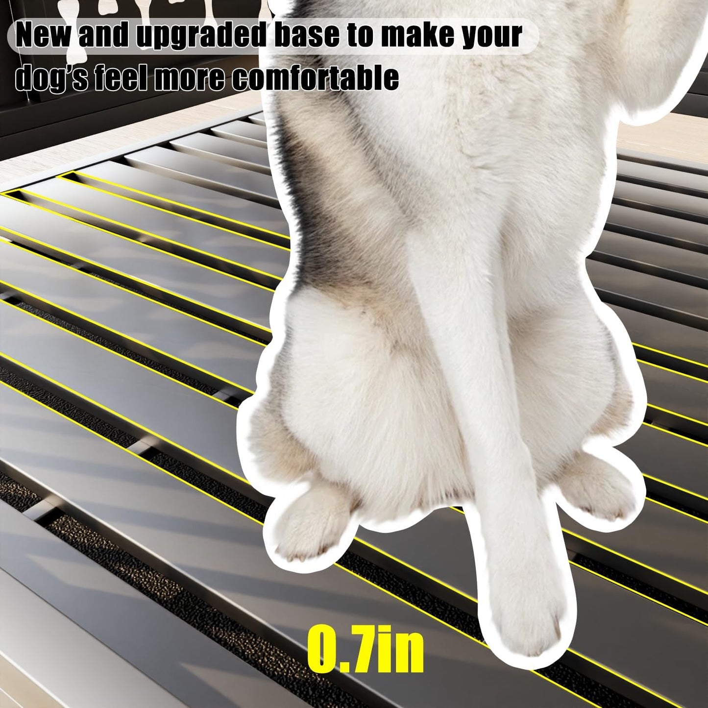 LEMBERI 48/42 inch Indestructible Heavy Duty Dog Crate, High Anxiety Extra Large Dog Cage for Large Dogs, XL Steel Escape Proof Dog Kennel with Cushion and Wheels (Black, 42.5''L*29.9''W*34.46''H)