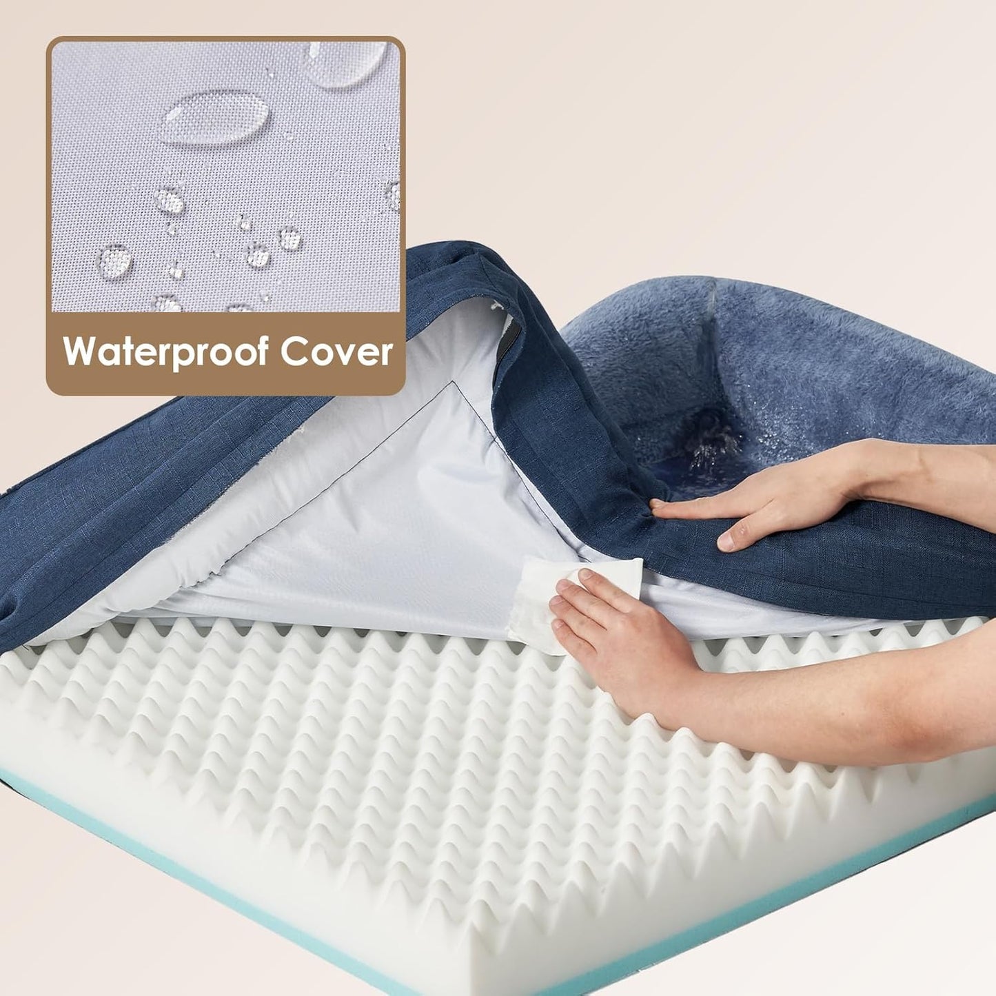 EHEYCIGA Memory Foam XL Dog Bed for XLarge Sized, Extra Large Orthopedic Dog Sofa with Sides and Waterproof Liner, Washable Bolster Pet Couch with Removable Cover, 42x30x7.5 Inch, Navy