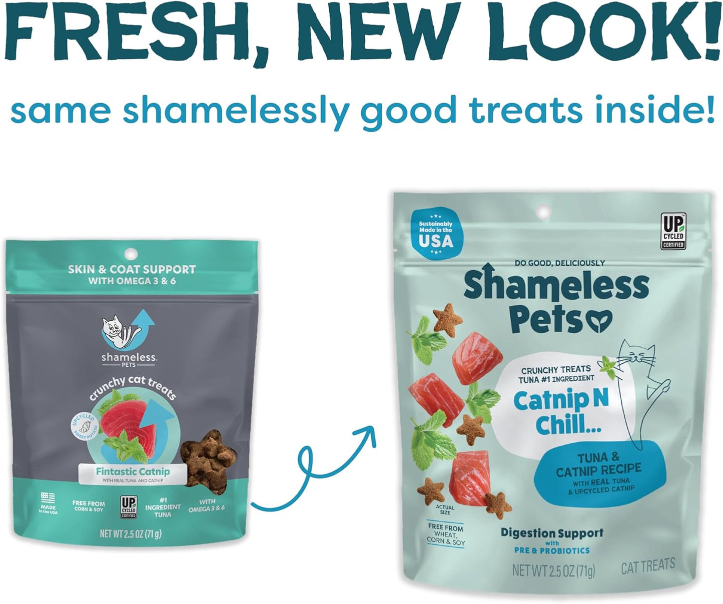 Shameless Pets Crunchy Cat Treats - Catnip Treats for Cats with Digestive Support, Kitten Treats with Real Ingredients, Natural & Healthy Flavored Feline Snacks - Catnip N Chill Tuna, 12 oz