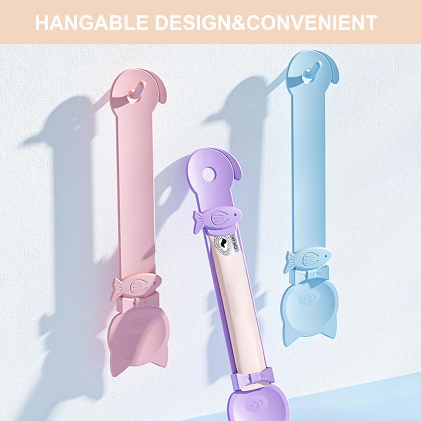 PETPAWLOVELY-3PCS Cat Treat Spoon Squeeze,Cat Strip Feeder spoon,Multi-Function Cat Treat Dispenser,Easy Feeding Cat Spoon for Licky Treats,Cat Food Spoon for Wet Food(3 Color)