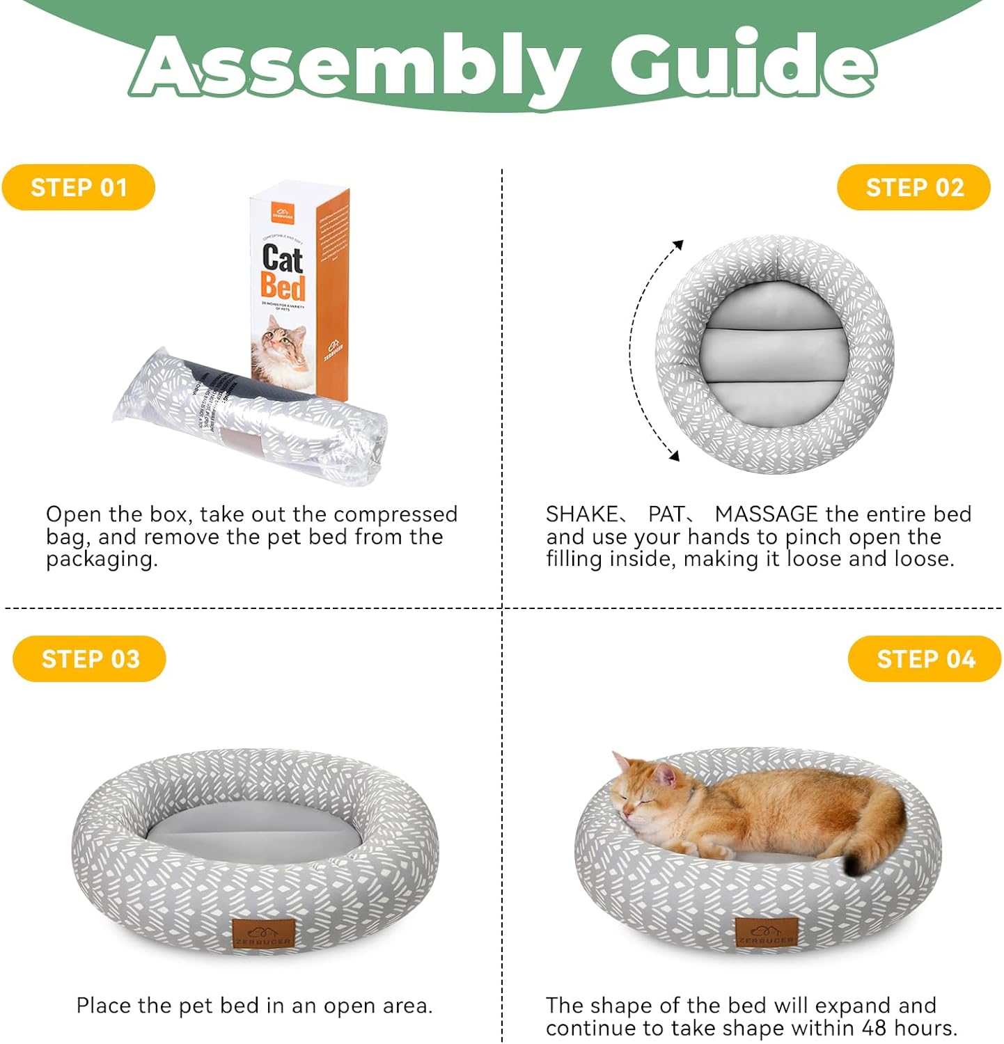 Cat Bed, 20In Dog Beds for Small Dogs, Calming Cat & Dog Beds for Indoor Pets, Pet Beds Comfortable Donut Round Ultra Soft (Grey Pattern, 20.0" L x 20.0" W x 6.5" Th)