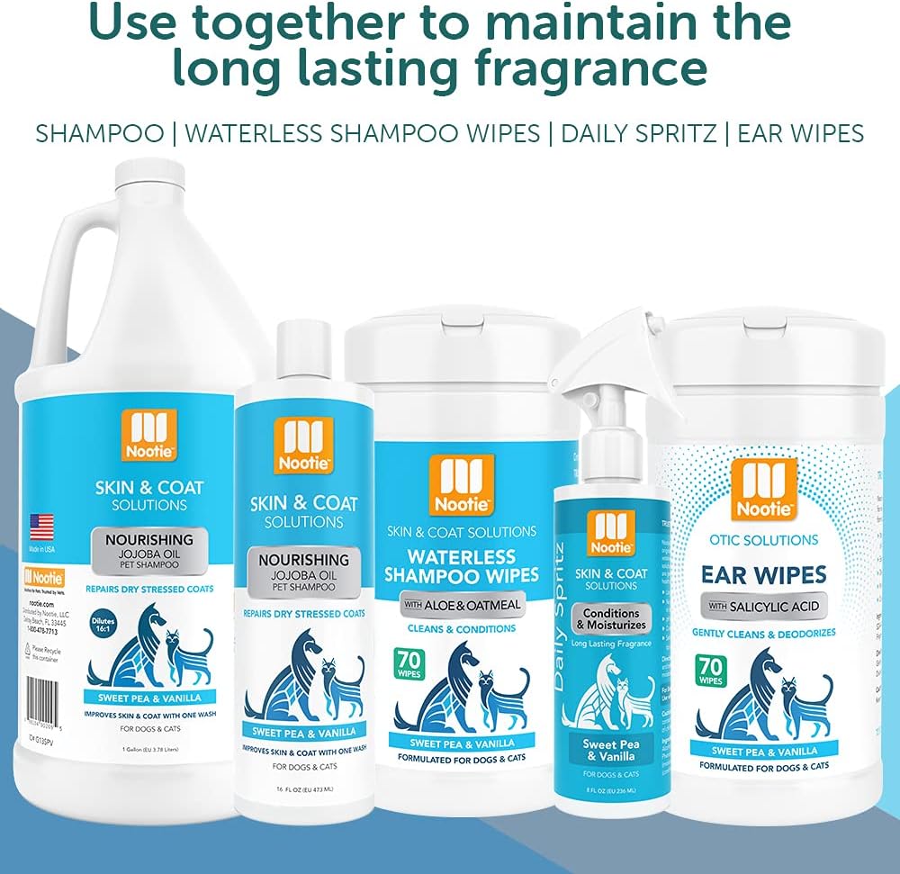 Nootie Sweet Pea Vanilla Daily Spritz for Dogs and Cats - Conditions and Moisturizes Fur, Long Lasting Pet Spray - 16oz