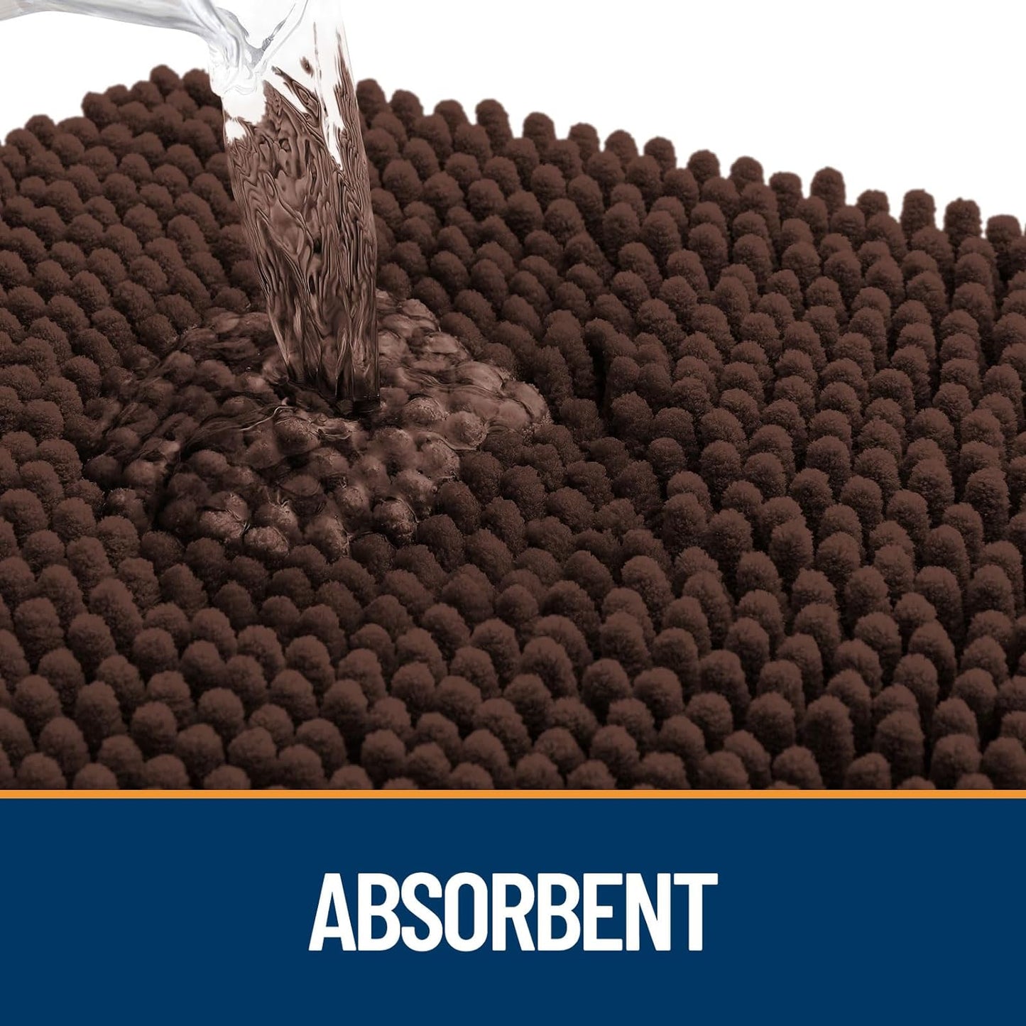 OLANLY Dog Door Mat for Muddy Paws 30x17, Absorbs Moisture and Dirt, Absorbent Non-Slip Washable Doormat, Quick Dry Chenille Mud Mat for Dogs, Entry Indoor Entryway Carpet for Inside Floor, Brown