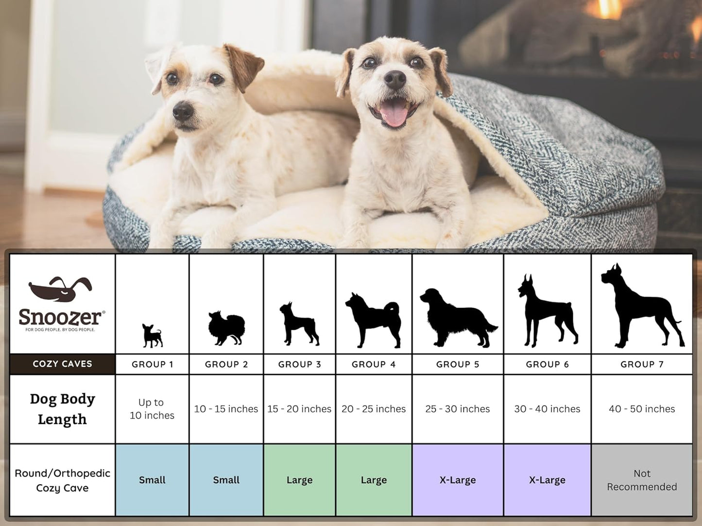 Snoozer Luxury Cozy Cave Dog Bed - Indoor Dog Bed with Cover Cave, Covered Calming Burrow for Small & Medium Sized Pets with Blanket Attached, Enclosed, Washable - Large, Barkely Black Diamond