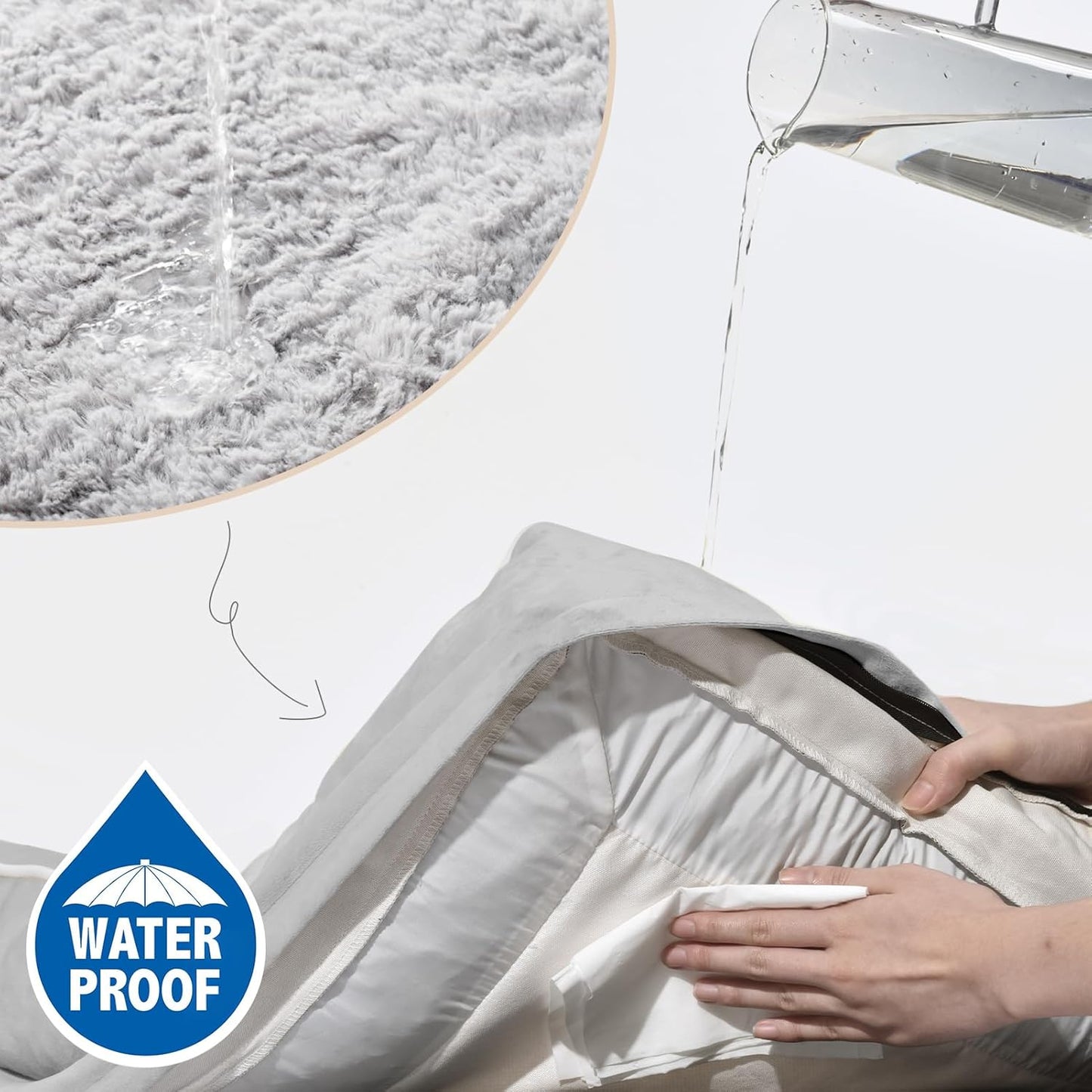 Comfort Expression XL Dog Beds Waterproof, Orthopedic Foam Dog Beds Large Sized, Bolster Dogs Beds Washable Pet Sofa with Removable Cover & Non-Slip Bottom(X-Large,Grey White)