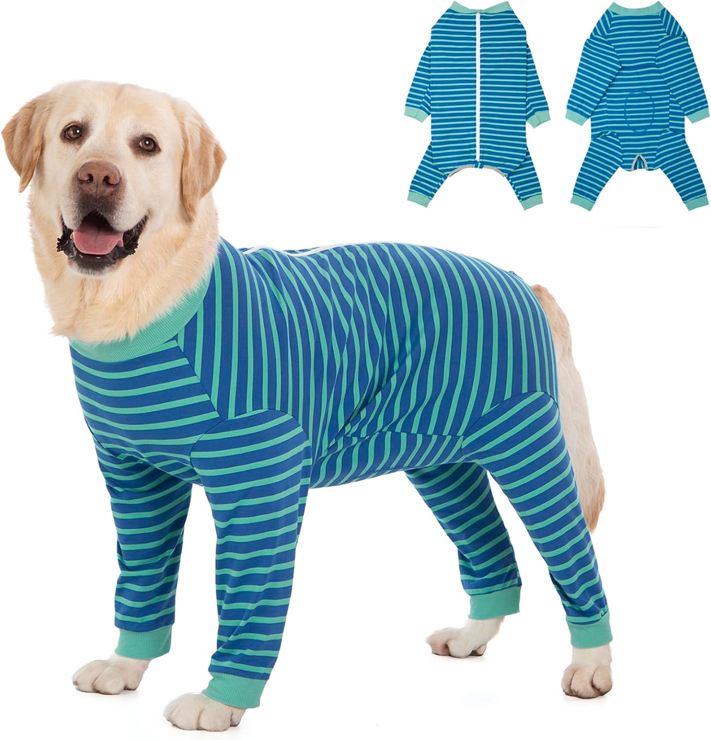 Yeapeeto Dog Onesie Surgery Recovery Suit for Large Medium Bodysuit Dogs Pajamas PJS Full Body for Shedding, Prevent Licking, Wound Protection, Cone Alternative… (Blue Green, 4X-Large (Pack of 1))