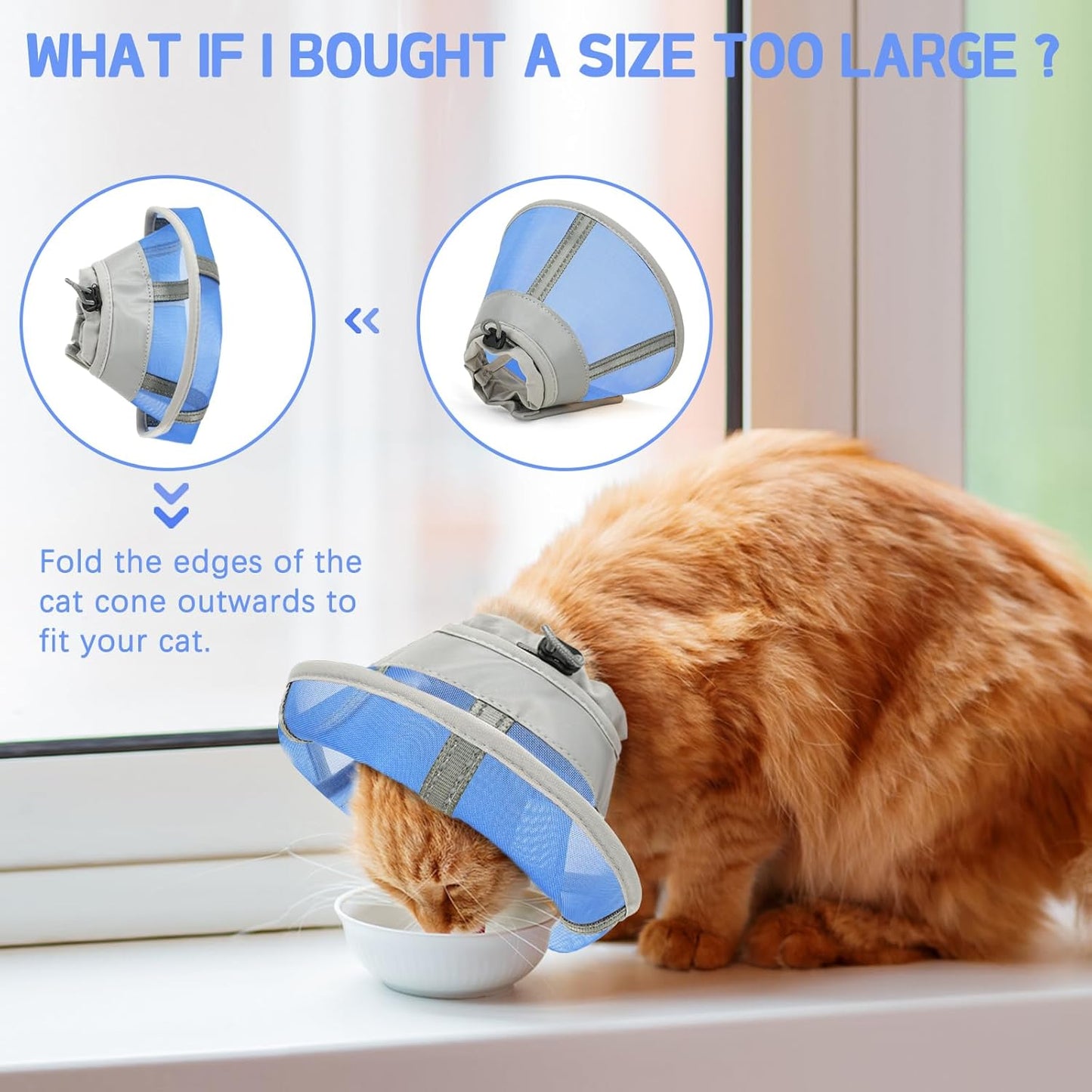 Cat Cone Collar Soft, Cat Recovery Collar for Large Medium Small Cats Kittens, Kitten Cone Alternative After Surgery
