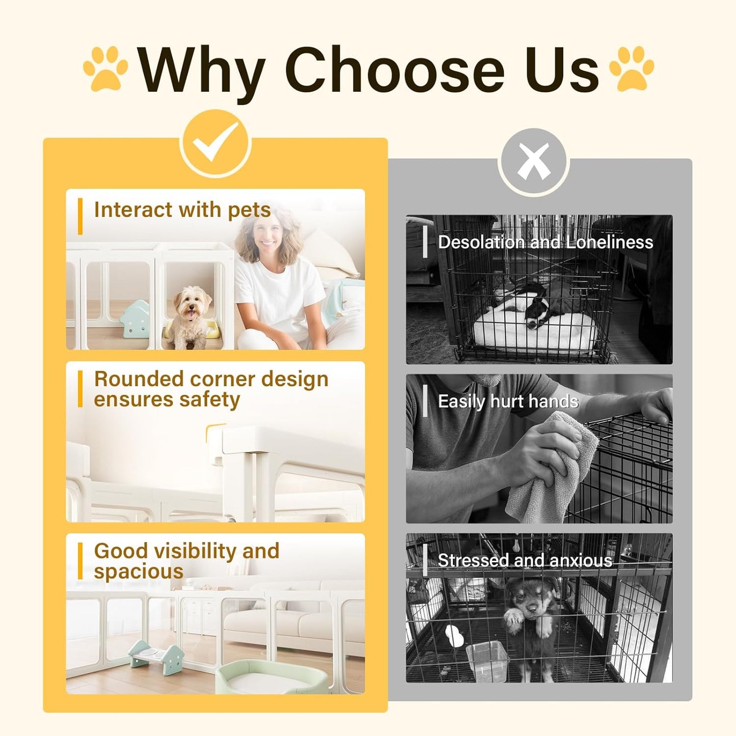 Clear Dog Play Pen, Acrylic Dog PlayPen for Puppy Cat Rabbit, Easy Assemble Pen, Preferable Small Cage, 23.6" H, 8Pcs